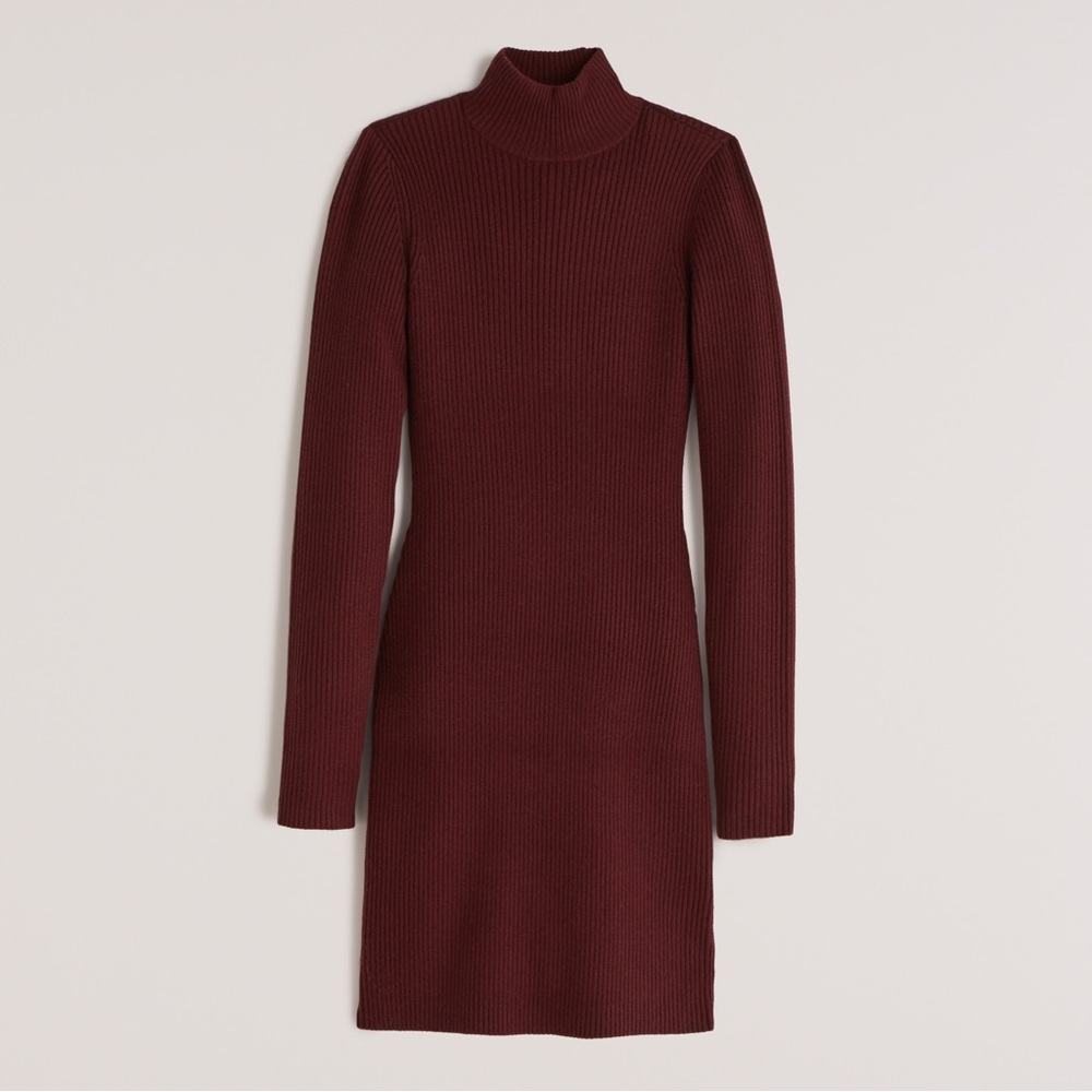 NWOT Abercrombie & Fitch Burgundy Mockneck Sweater Dress Size Small